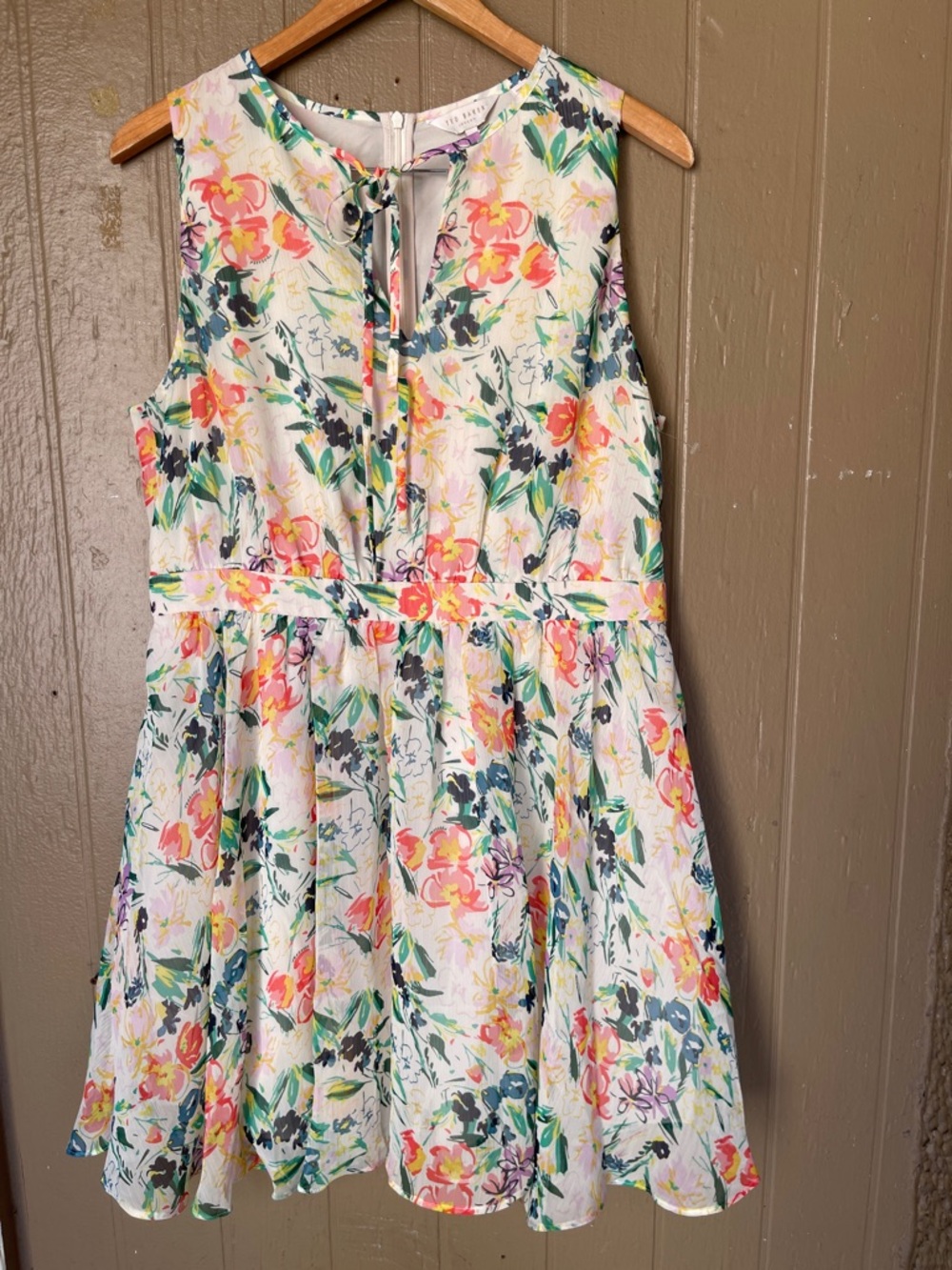 Ted Baker London Haariss Sleeveless Fit & Flare tie neck Dress Size 4
